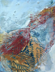 Encaustic Mixed Media 11"x 14" Fish Fossils2